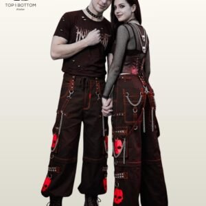 Baggy Goth Raver Cargo Pants| Wide Leg Cyberpunk Bondage Trousers | Skull Mesh Alt Clothing | Emo Punk Rock Unisex Street wear Custom Sizes