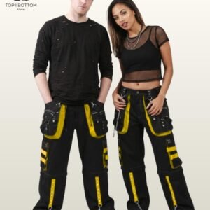 Goth Techwear Cargo Pants, Loose Fit, Multi Pocket Utility Bottoms, Punk Harajuku Rave Trousers
