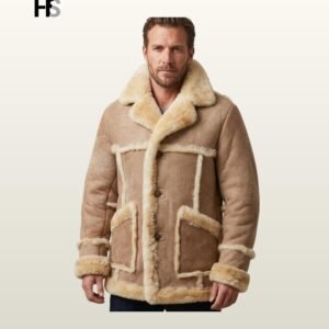 Men's Tan Suede Shearling Aviator Jacket | Faux Fur Lined Winter Coat