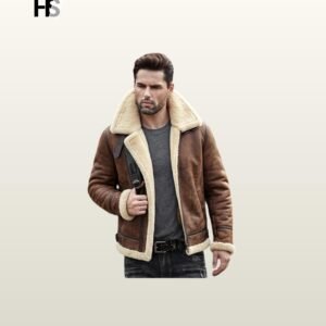 Men's Brown Fur Lined Bomber Jacket | Distressed Suede Flight Coat