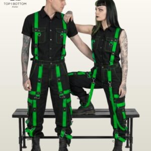 Wide Leg Multi Pocket Cargo Trousers, Rave Visual Kei Bondage Pants, Mall Goth Alternative Streetwear Unisex