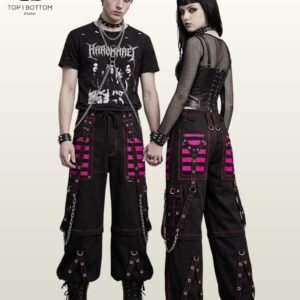 Industrial Cyber Goth Cargo Pants | Wide Leg Techwear Trousers | Dark Techno Raver Bottoms | Alt Punk Street wear Mesh Cargoes