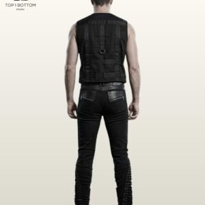 Black Steampunk Post-Apocalyptic Military Denim | Heavy Duty Rock Biker Pants