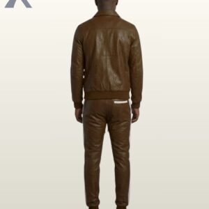 Genuine Lambskin Leather Tracksuit Set, Shirt Collar Jacket & Joggers - Image 5
