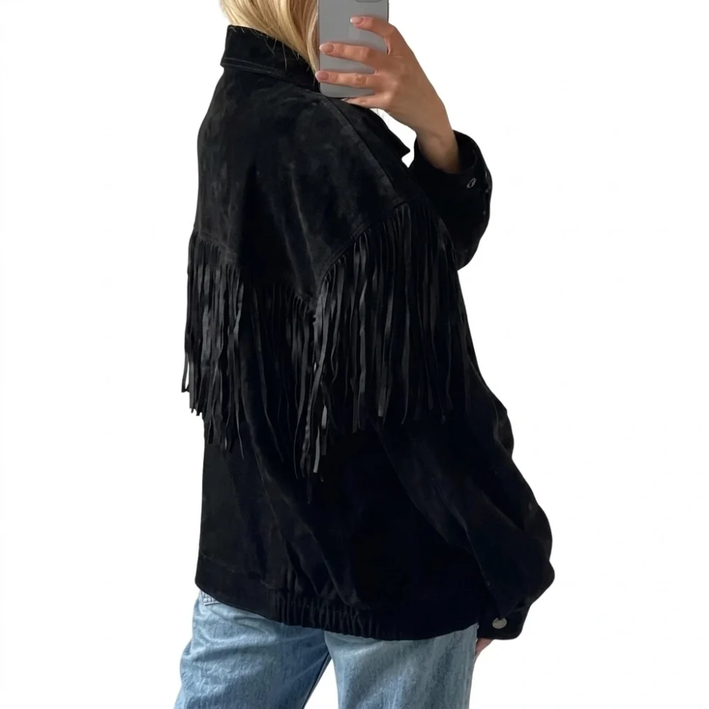 Black Suede Fringe Jacket