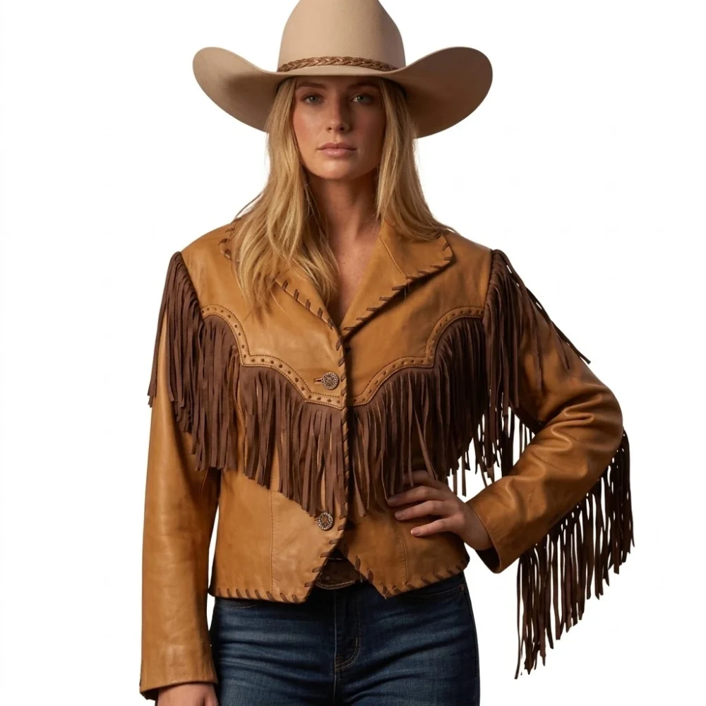 Women’s Western Leather Fringe Jacket