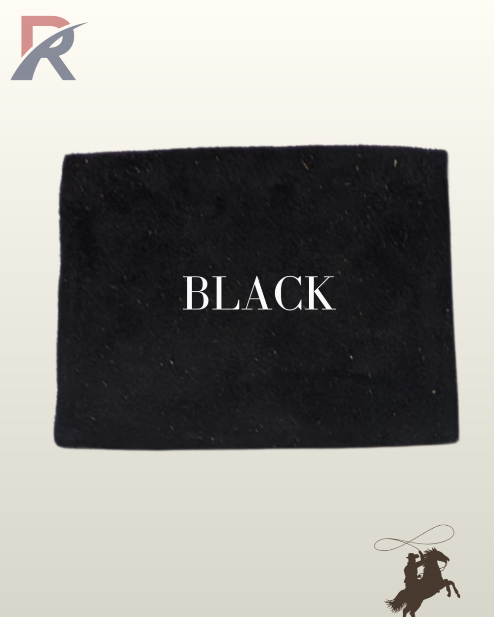 Close-up fabric swatch of black suede leather for custom western fringe jackets and coats.