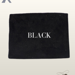 Close-up fabric swatch of black suede leather for custom western fringe jackets and coats.