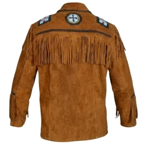 Suede Leather Western Jacket with Beads and Fringe