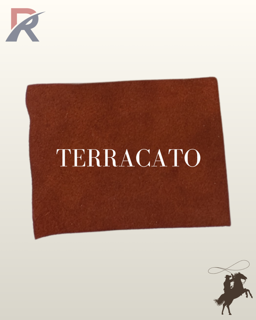 Texture sample of terracotta red suede material showing natural leather nap and color tone.