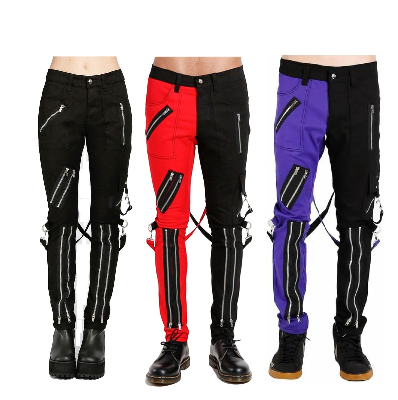 Goth Punk Cyber Tech wear Pants–Zipper Electro Bondage Rave Unisex Trouser