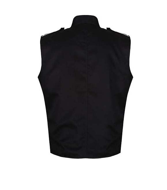 Men's Black Military Parade Vest Silver Braided Gothic Steampunk Waistcoat - Image 2
