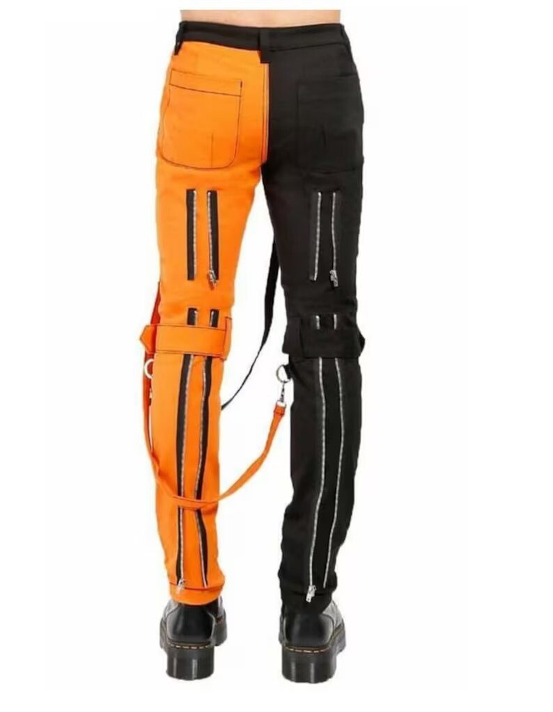 Men Gothic Jeans Punk Rock Pant Trouser Electro Bondage Rave Gothic Cyber Chain - Image 2