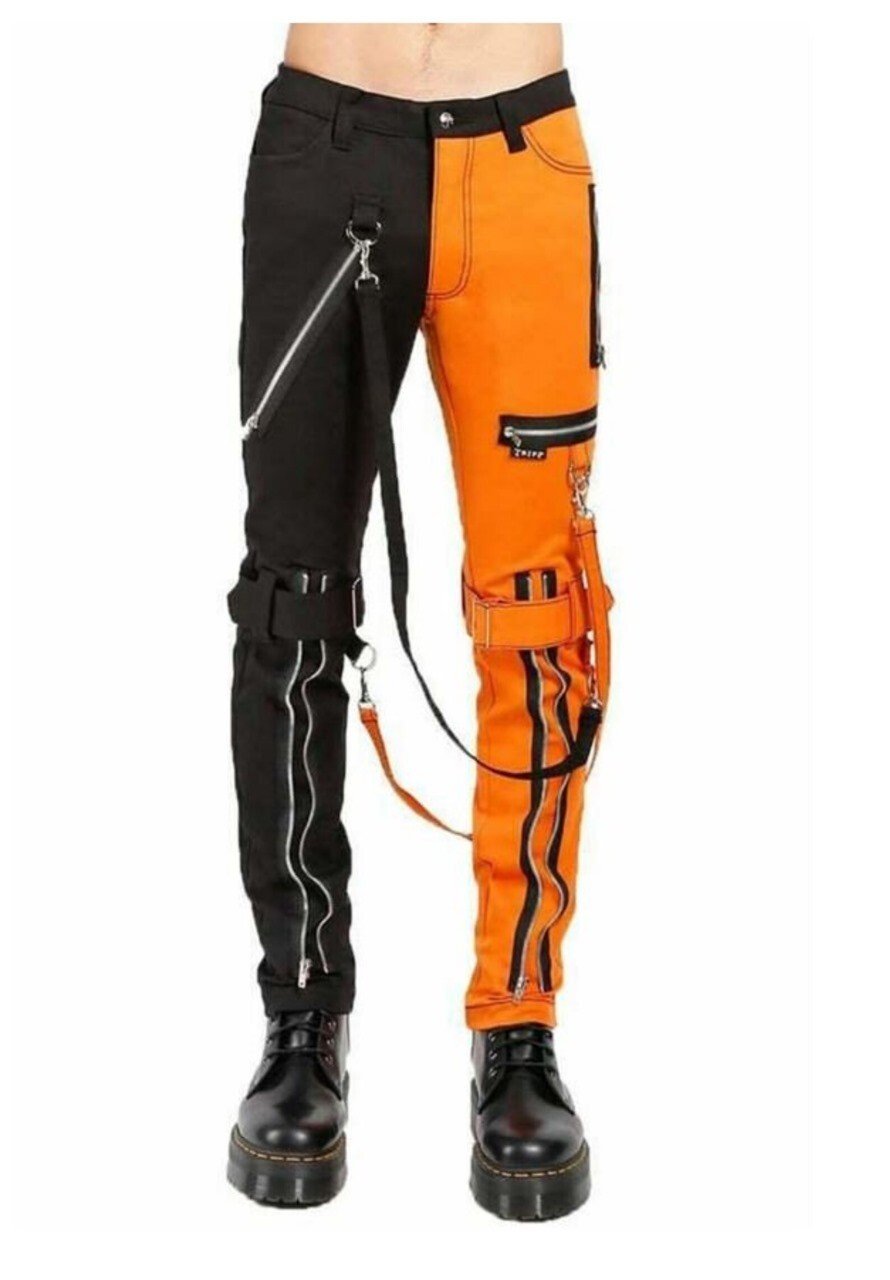 Men Gothic Jeans Punk Rock Pant Trouser Electro Bondage Rave Gothic Cyber Chain - Image 5