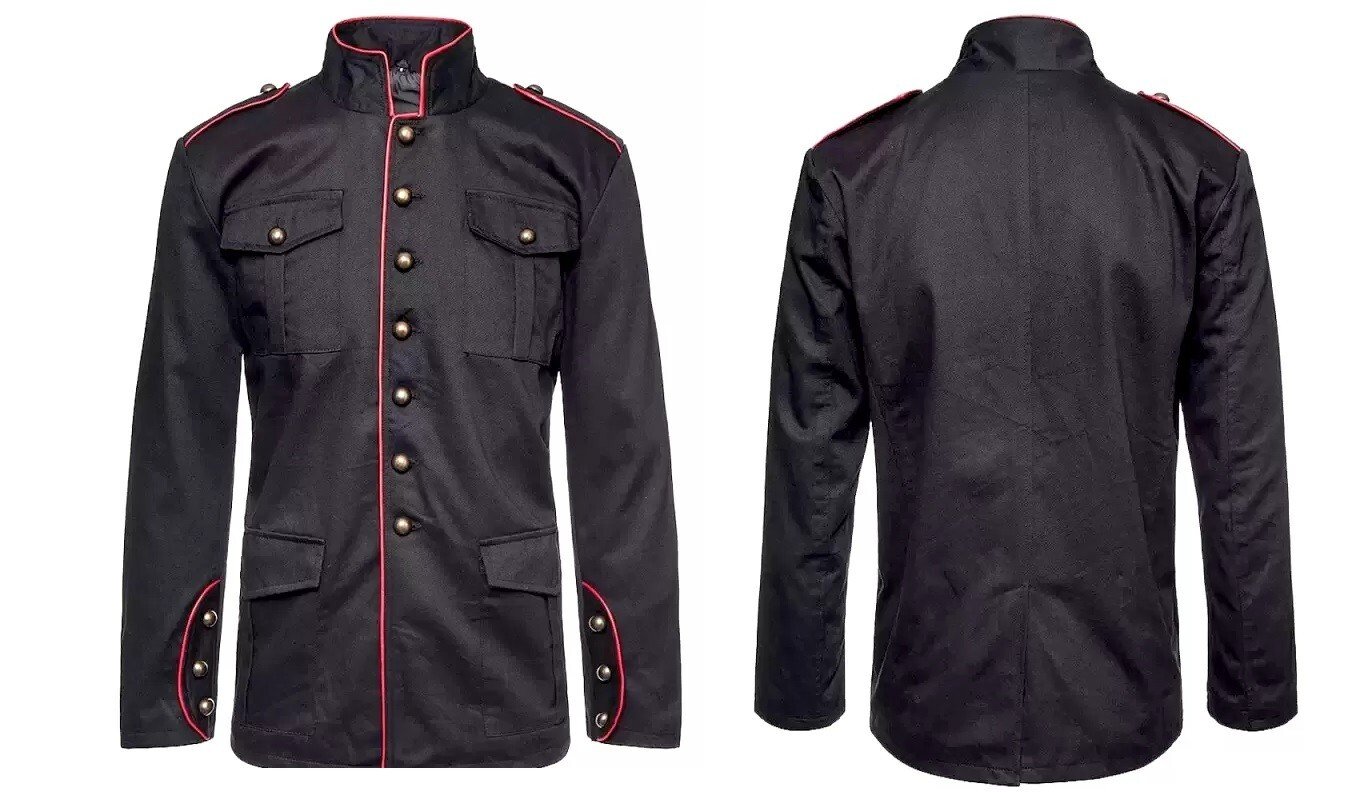 Men's Military Gothic Steampunk Jacket Black Vintage Victorian Style Punk Unifor