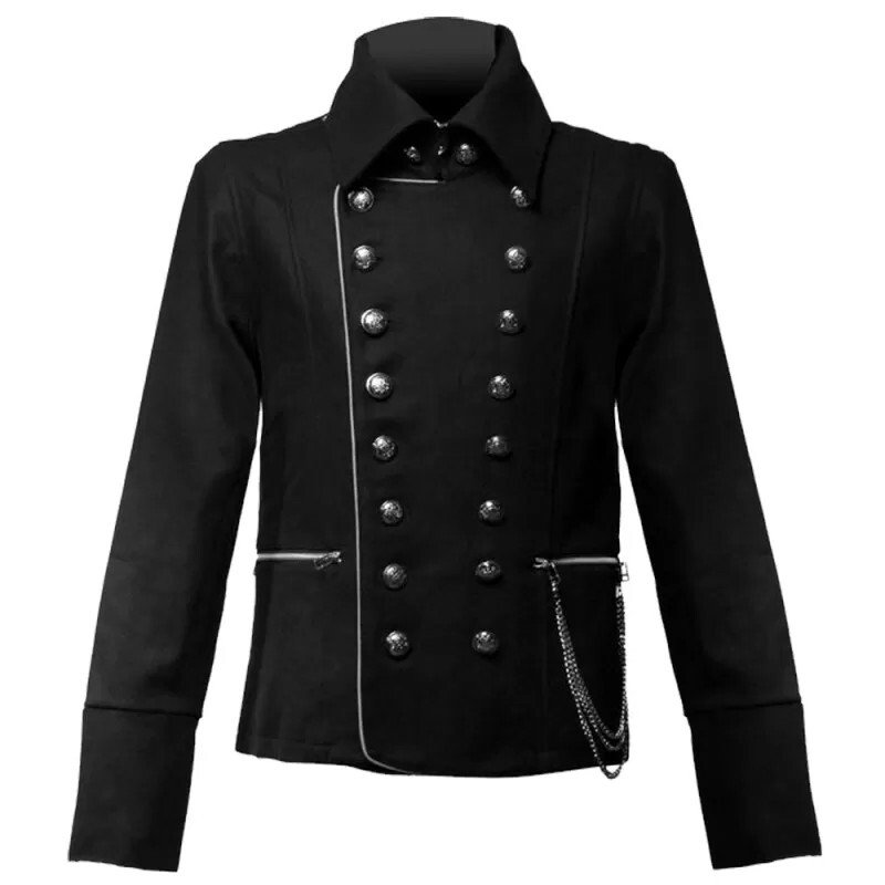 Men Gothic Band Fashion Military Coat British Military Jacket