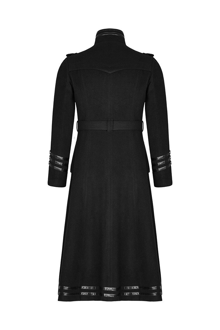 Men's Gothic Military Trench Coat Steampunk Long Black Wool Hellraiser Jacket - Image 14