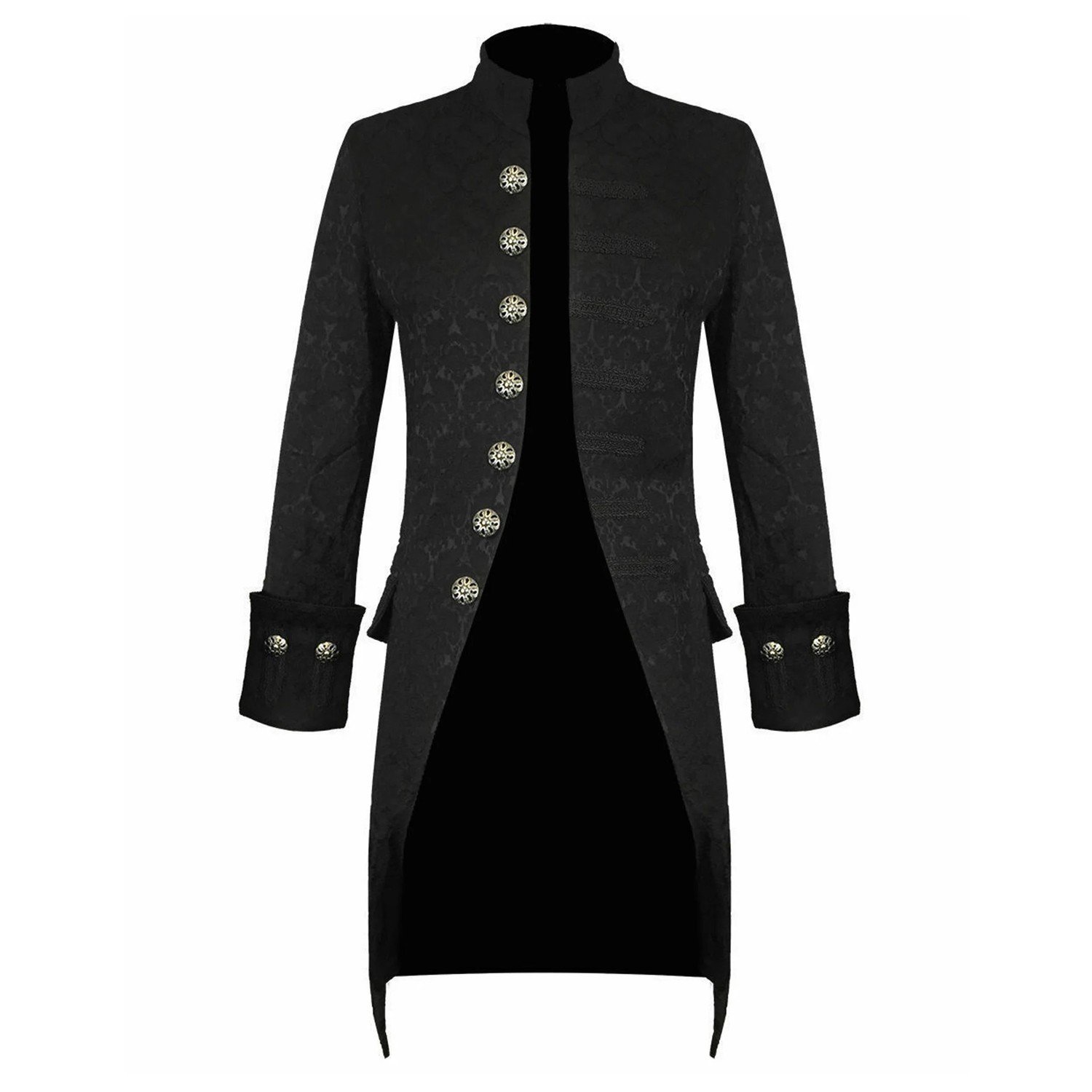 Men's Brocade Black Gothic Steampunk Victorian Frock Coat Jacket