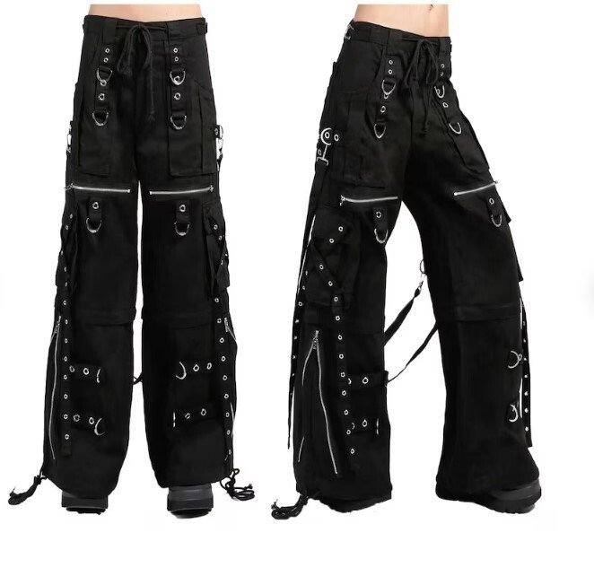 Fashion Gothic Pant Goth Jeans Punk Cyber Chain Rock Black Gothic Vintage Cotton - Image 2