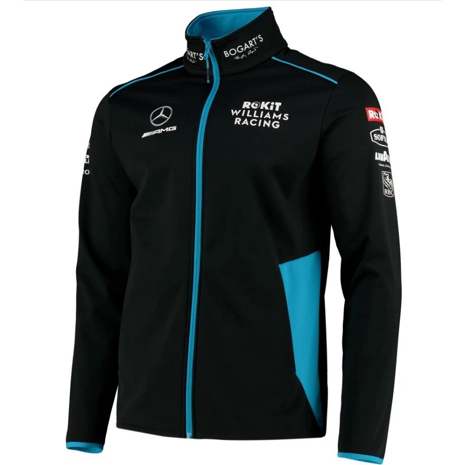 Black & Cyan Racing Jacket – Motorsport-Inspired Full-Zip Softshell - Image 3