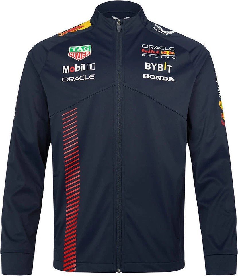 Navy Blue Racing Team Track Jacket Full Zip Motorsport-Inspired Outerwear