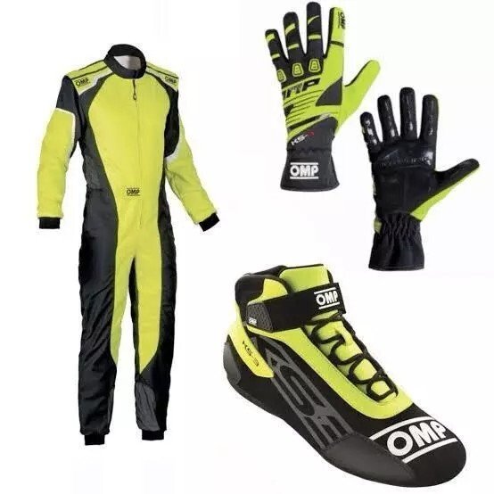 Kart Racing Suit, Gloves & Shoes Set Black & Yellow | Pro Racing Gear All Sizes