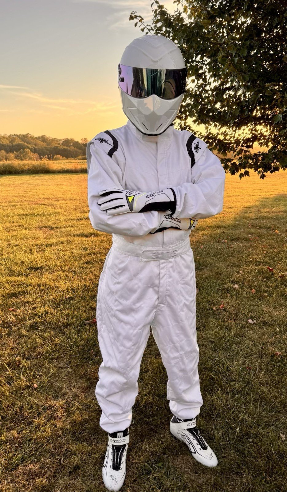 Stig White Costume Kart Racing Suit replica with Shoes & Gloves - Image 9