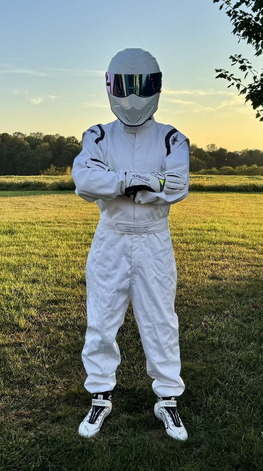 Stig White Costume Kart Racing Suit replica with Shoes & Gloves - Image 10