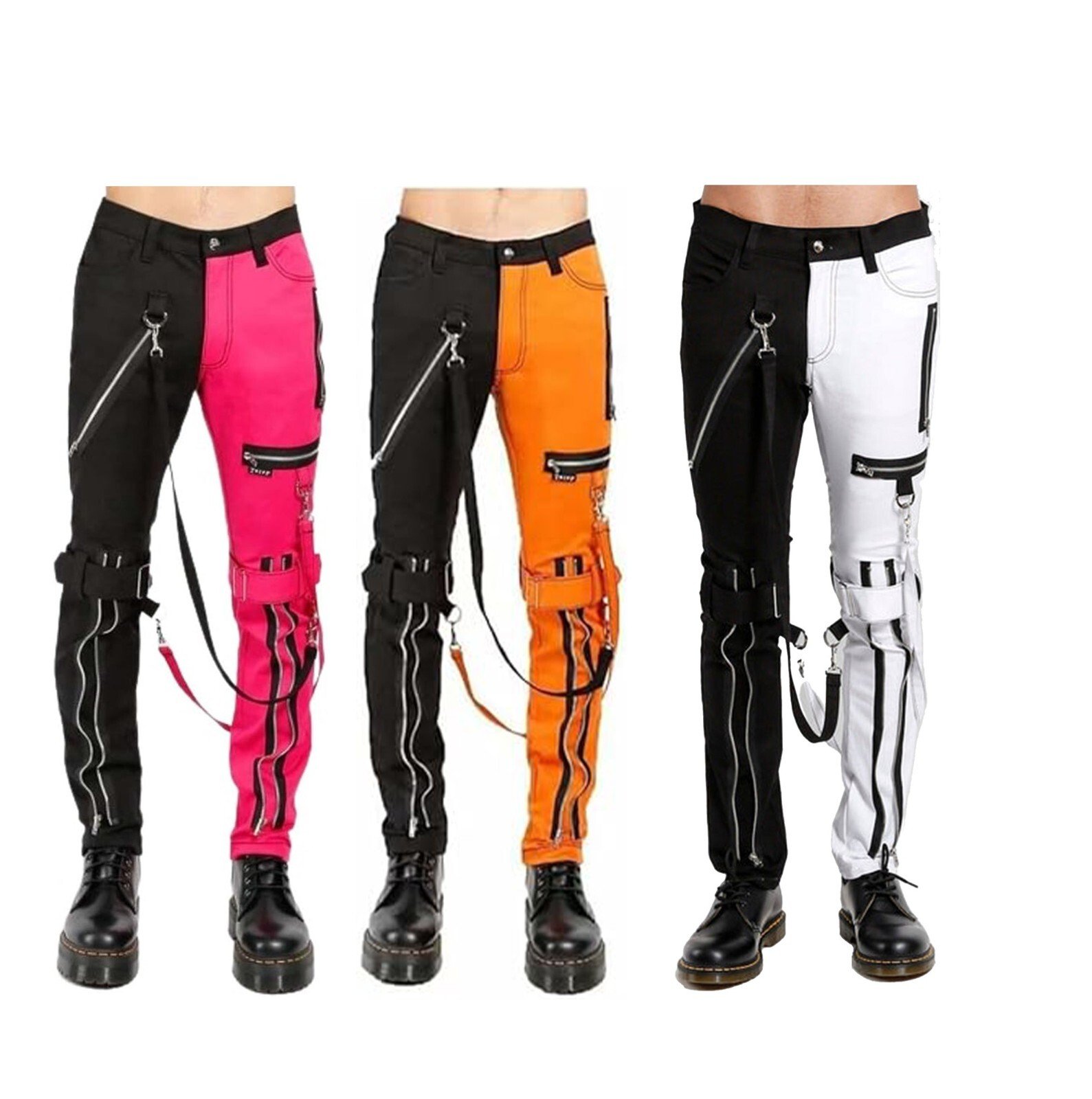 Goth Punk Cyber Tech wear Pants–Biker-Inspired Slim-Fit Trouser All Sizes