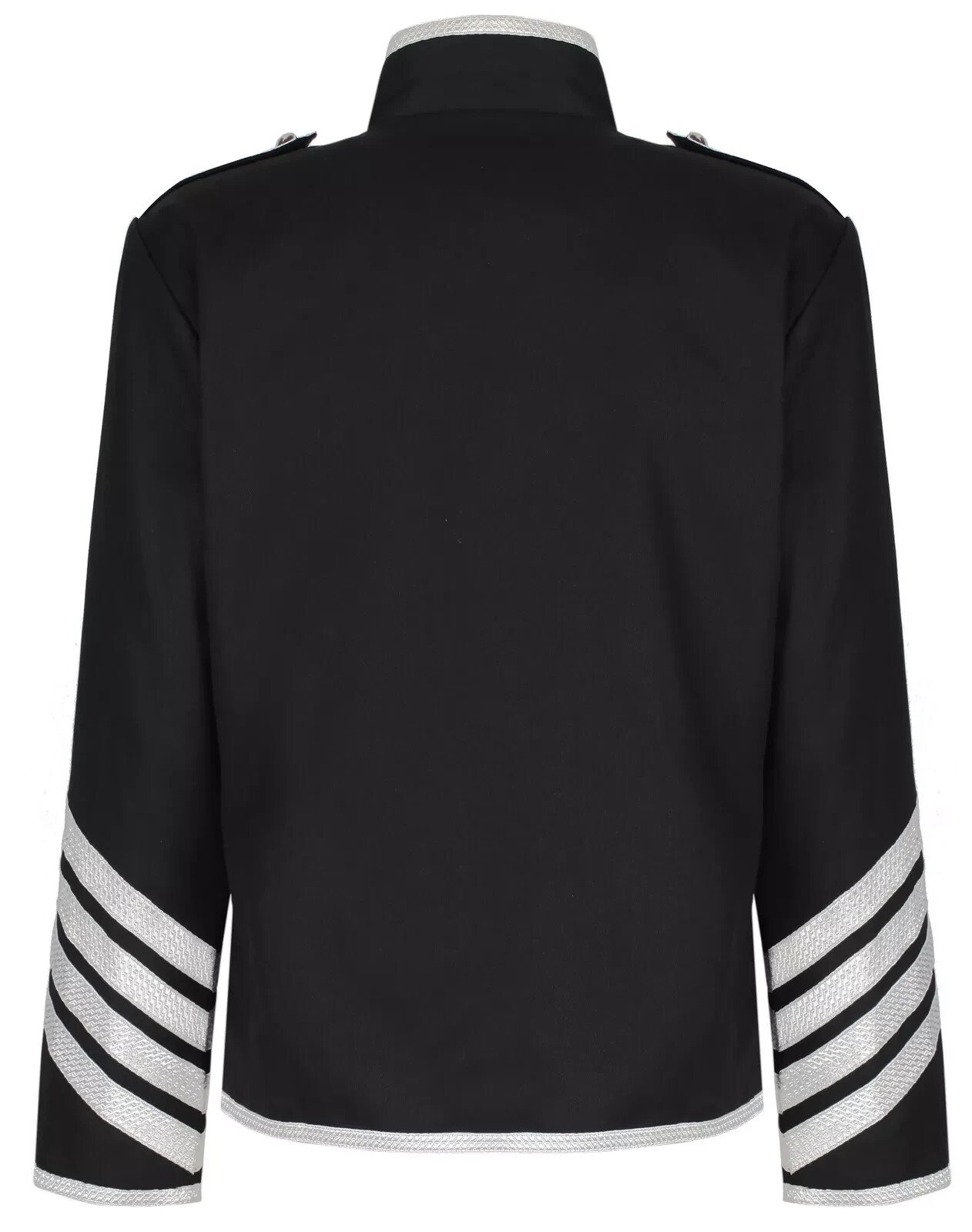 Men Black Silver Military Steampunk Napoleon Hussar Drummer Parade Jackets - Image 2