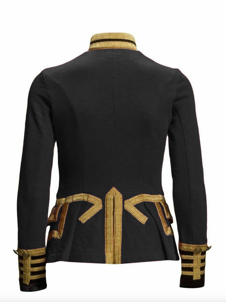 Black Gold French Terry Officer Military Style Wool Jacket Vintage Hussar Costum - Image 2