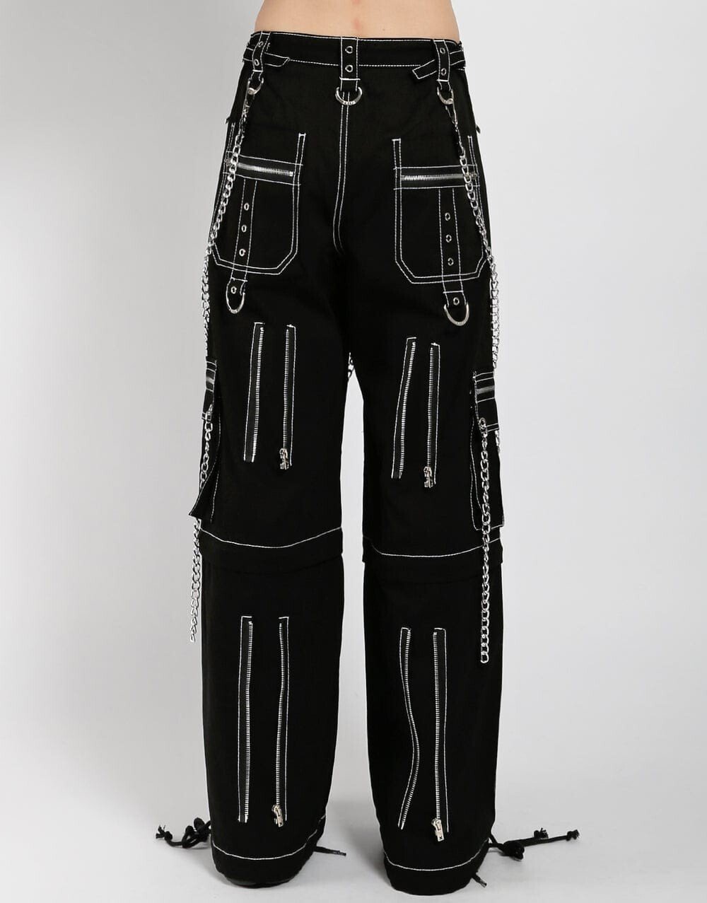 Men's Gothic Threads Reflective Pant Black Punk Buckle Zips Chain Strap trousers - Image 2