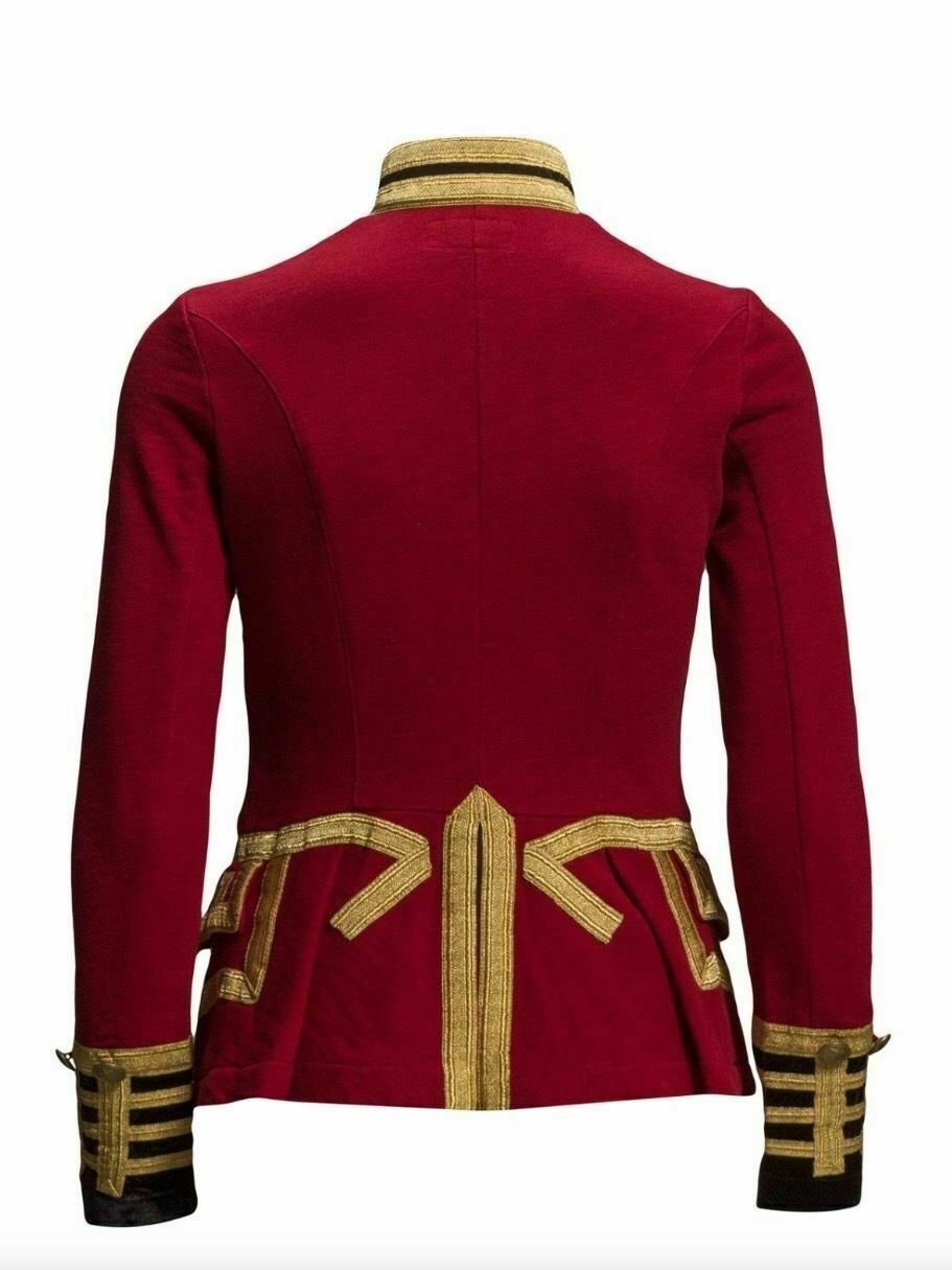 Women's Red French Terry Officer's Military Style Wool Jacket Gold Embroidery - Image 5