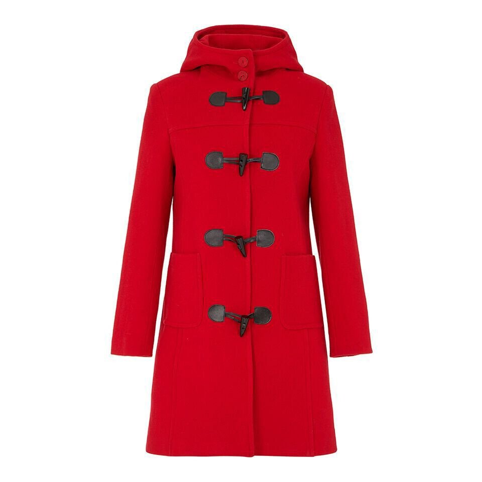 Women’s Red Gothic Hooded Victorian Wool Coat – Long Double-Breasted Trench Coat