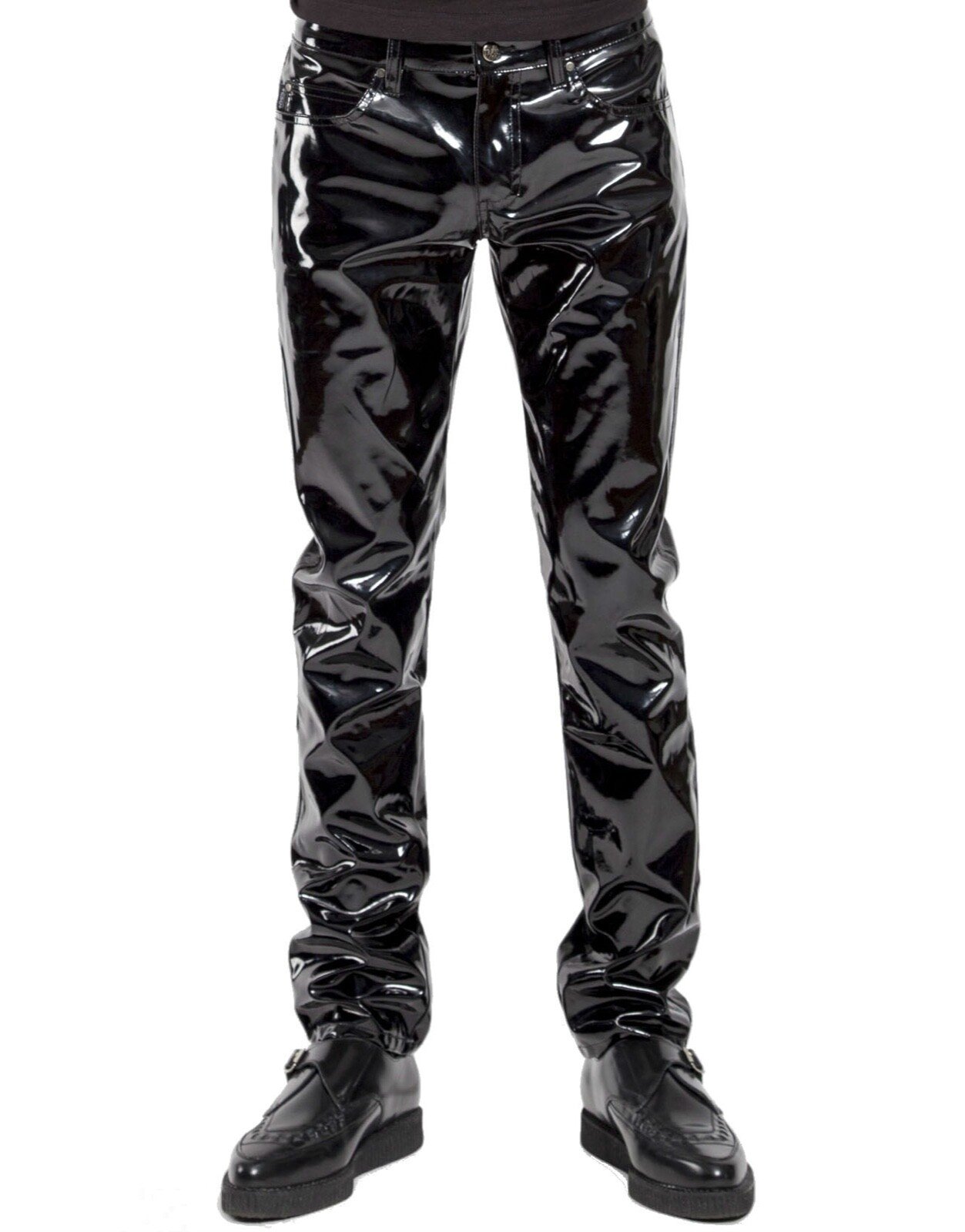 MEN Vinyl PVC Goth Punk Vampire Gothic Black Slim Shiny Pants