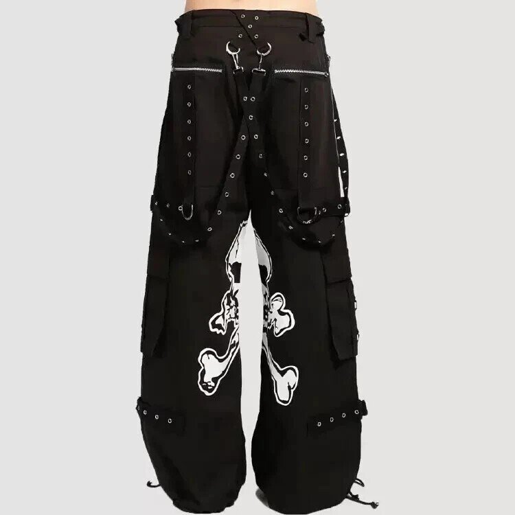 Men Gothic Skeleton Fallout Bondage Black Baggy Cyber Emo Skater Pant Baggy Pant - Image 4