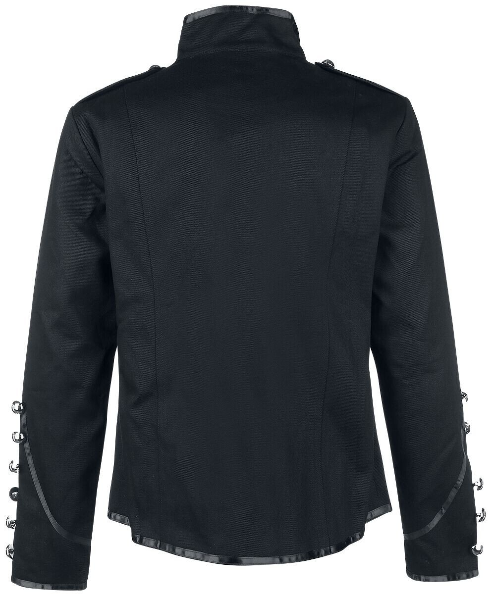 Goth Rocker Zip-Up Jacket Officer Style Black Button Braid Band Leader Coat - Image 2