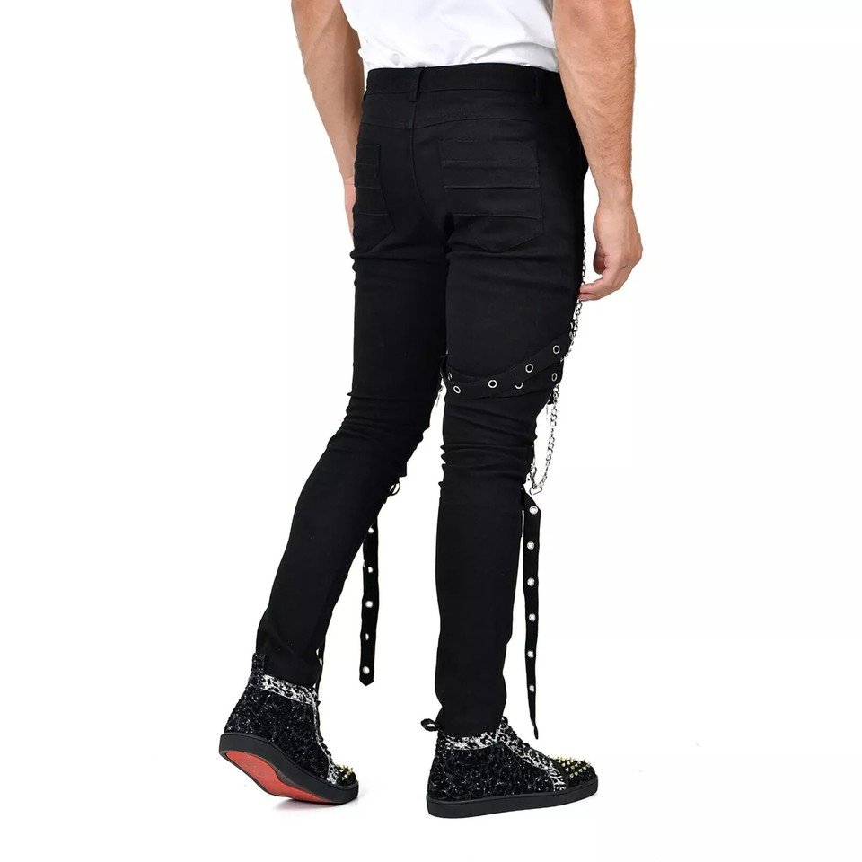 Electro Bondage Gothic Trouser Skinny Pants Chains Straps Zipper Emo Rock Cyber - Image 3