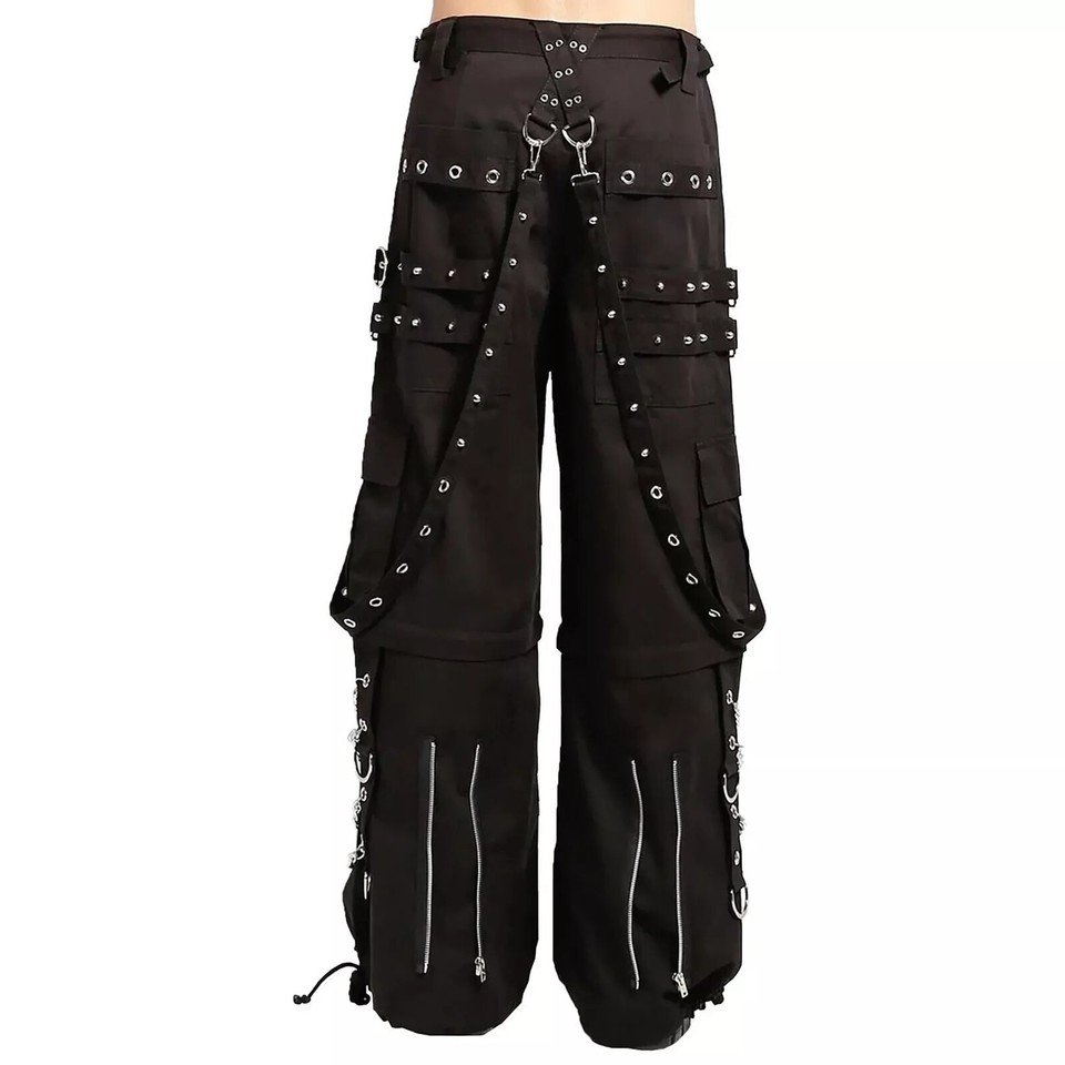 Goth Punk Black Strap Cargo Shorts Chain Techwear D-Ring Utility Pants Y2K Cyber - Image 3