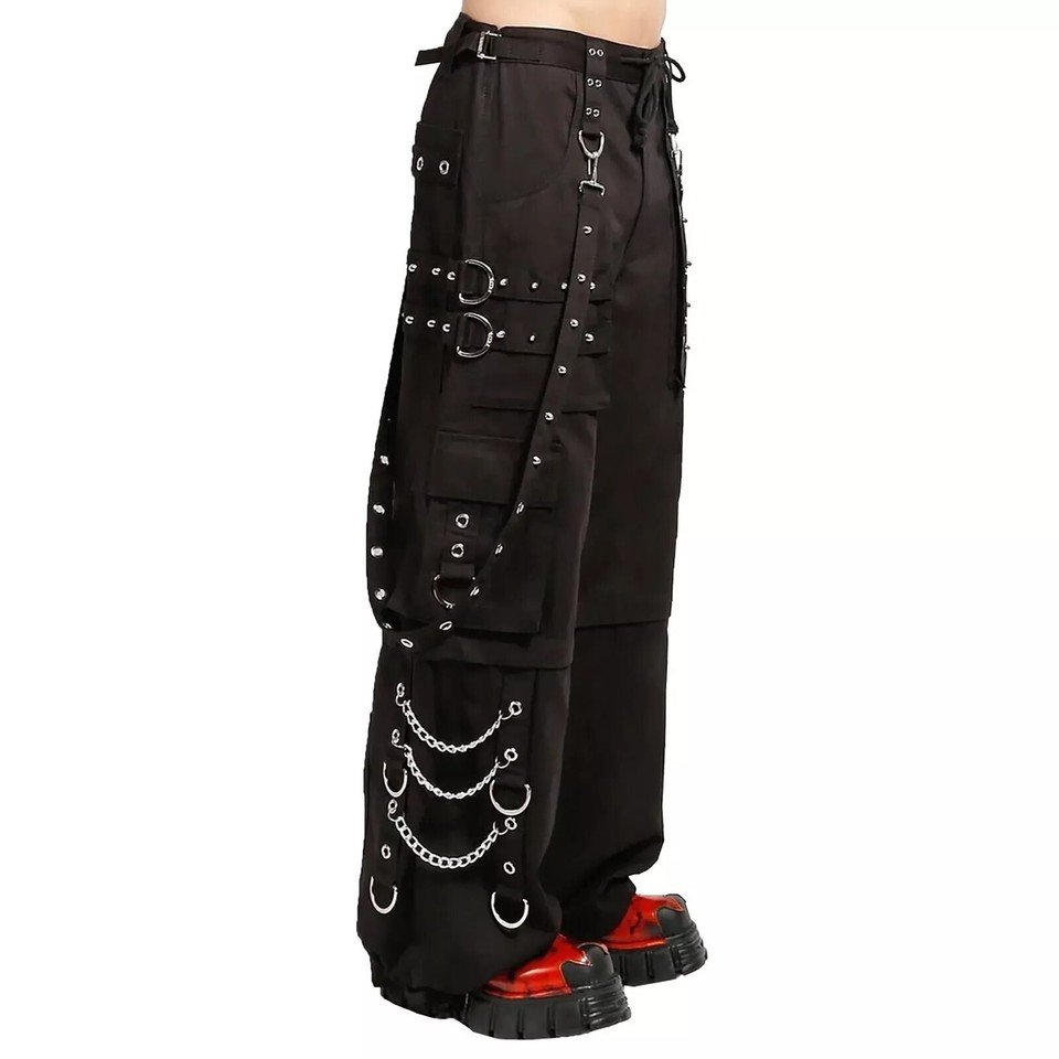 Goth Punk Black Strap Cargo Shorts Chain Techwear D-Ring Utility Pants Y2K Cyber - Image 4