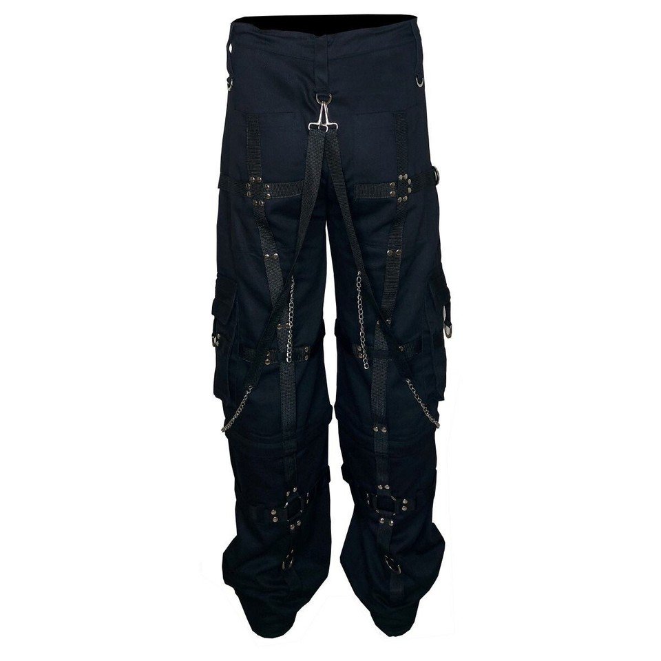 Black Gothic Bondage Pants with Chains & Straps | Punk Techwear Cargo Trousers - Image 5